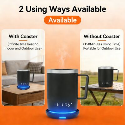 Портативная светодиодная цифровая кружка для кофе с самонагревом из нержавеющей стали с регулировкой температуры, разработанная на заводе, умная кружка для кофе