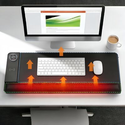 Настроить защиту от перегрева подогреваемой подставки для мыши с беспроводной зарядкой и упором для запястья. Интеллектуальная подогреваемая подставка для мыши