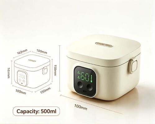 500ml USB Electric Heating Lunch Box 304 Stainless Steel Adjustable Temp Portable Food Warmer for Camping Picnic Road Trip