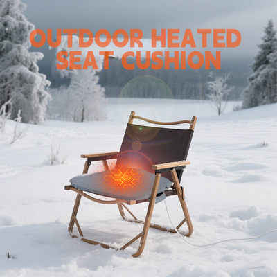 Graphene USB Heated Seat Cushion, Linen Cotton Heating Chair Pad with Built‑in Power Bank Pocket, 3‑Speed Temperature Adjustment, 3cm Thick Foam 45×45cm Portable Warm Seat Cushion for Car Home Office