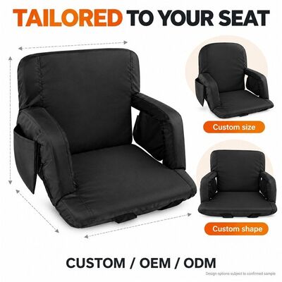Folding Heated Stadium Seat, 12V USB Power Bank Graphene Dual Zone Heating Seat Cushion with Backrest Armrests and Side Pockets, Custom Size Shape Colour Logo Packaging OEM ODM