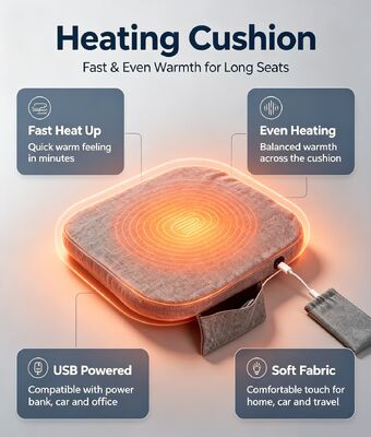 Портативная USB-грелка для сиденья из графена, мягкая льняно-хлопковая греющая подушка для стула, 3-скоростная регулировка температуры, теплое сиденье, доступно в нескольких цветах для дома, офиса, путешествий, автомобиля